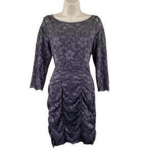 Eliza J. Royal Collection Dress Womens 10 Purple Gray Lace Lined Zip Button Back
